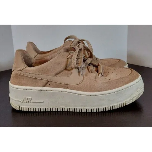 Nike Womens Air Force 1 Sage Low Sneakers Shoes Pink AR5339-201 Suede Lace Up 7 - Picture 1 of 8